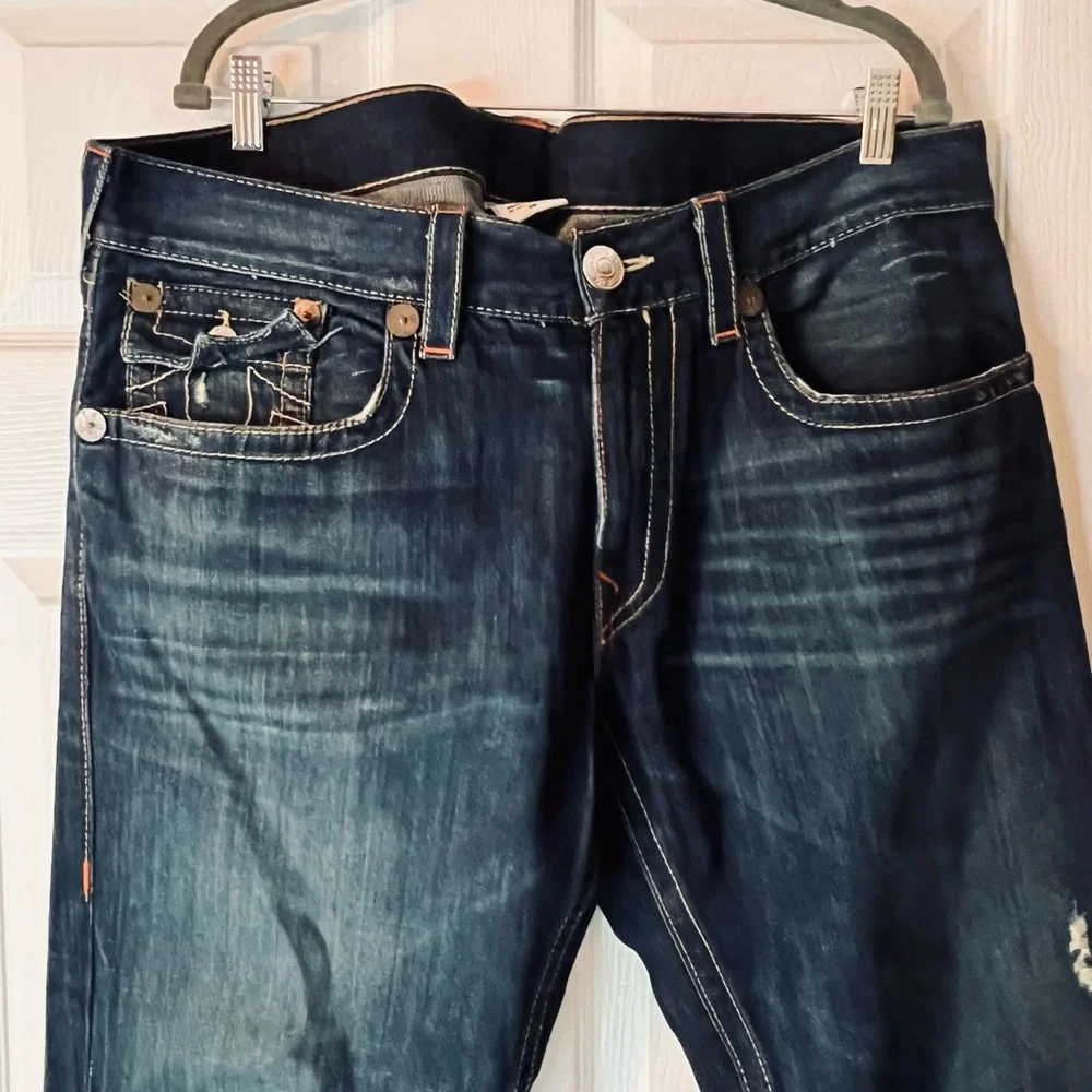 True Religion Men’s Dark Blue Denim with Contrast Stitching